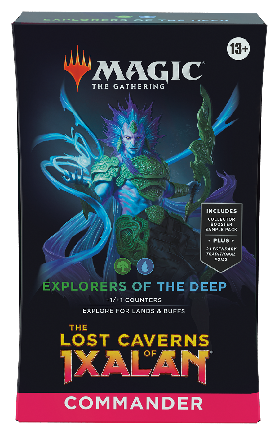 Magic: The Gathering The Lost Caverns of Ixalan Commander Deck - Explorers of the Deep (100-Card Deck, 2-Card Collector Booster Sample Pack + Accessories)